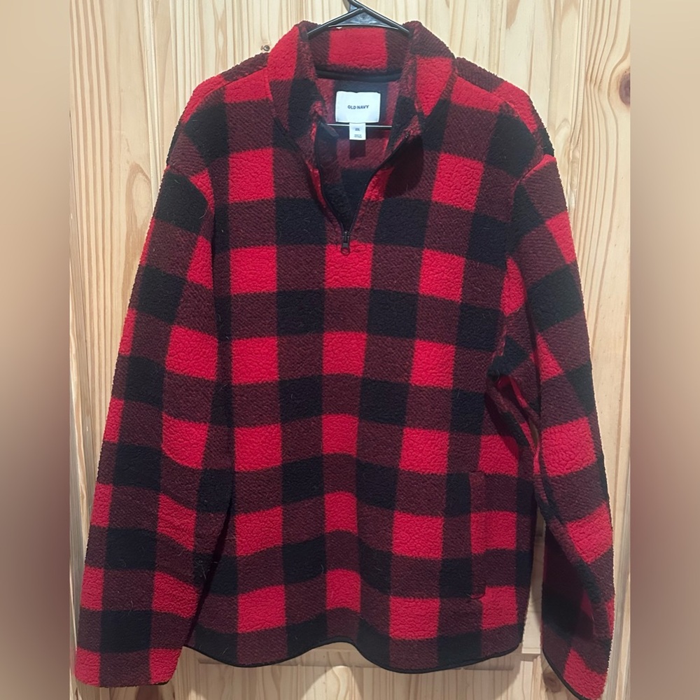 Old Navy Buffalo Plaid Sherpa Pullover Men’s XXL